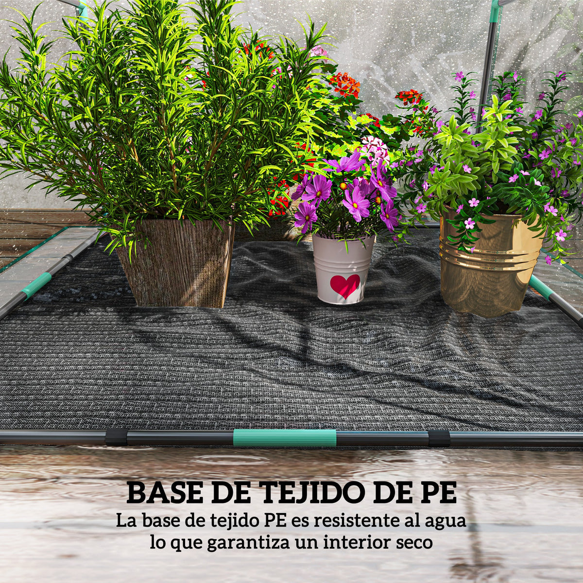 Invernadero Pequeño Outsunny Steel, Plastic Transparente 90x90x105 Cm_4