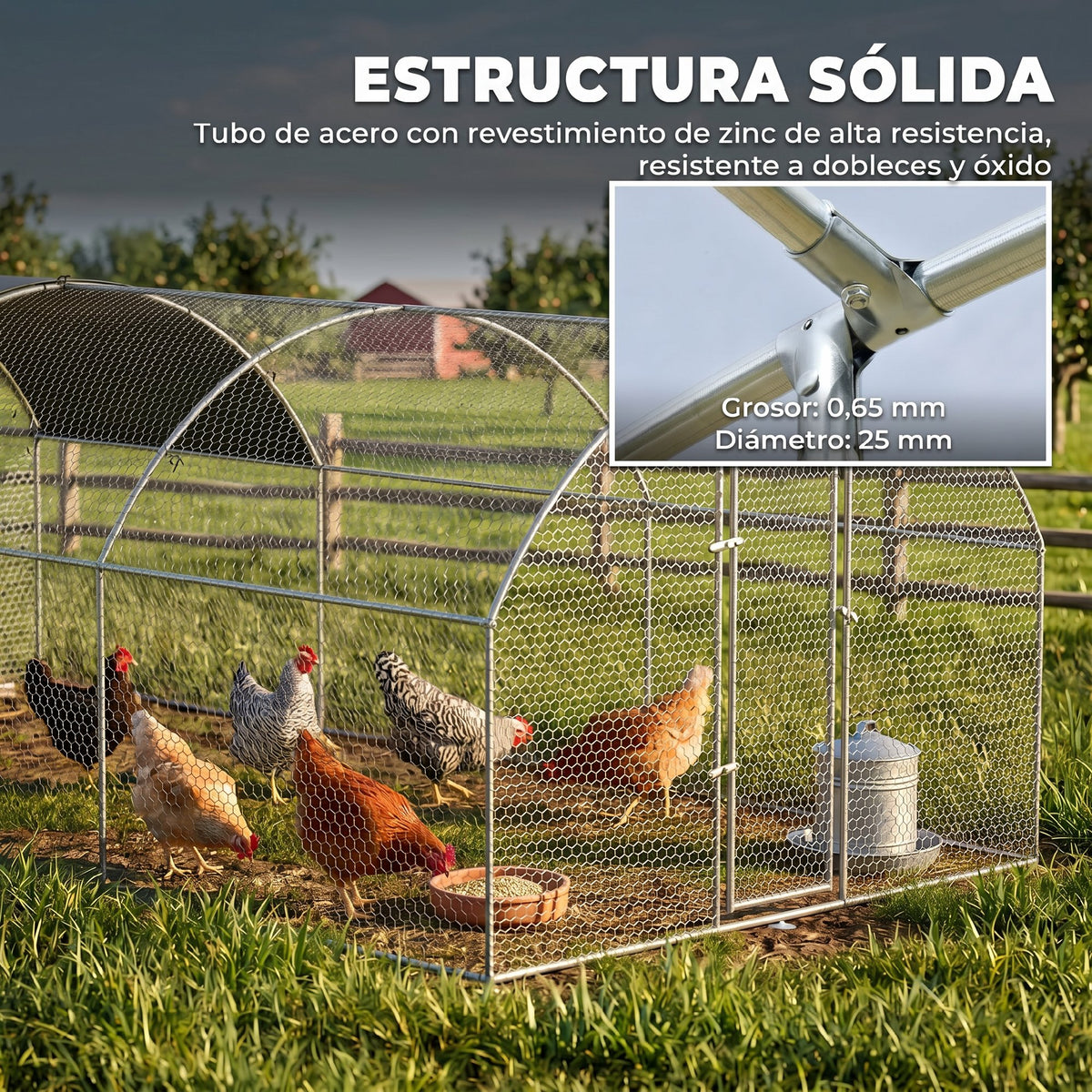 Pawhut Gallinero Para Exterior 5,7x2,8x1,97 M Para 12-18 Gallinas De Acero Galvanizado_5