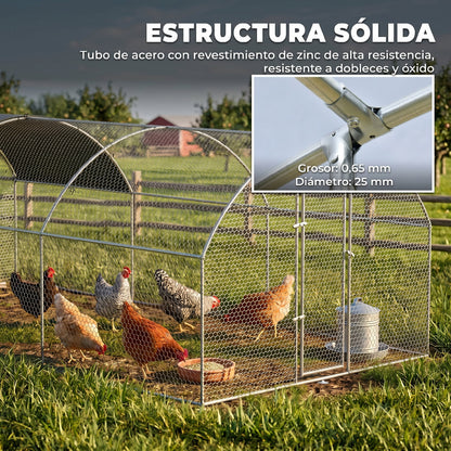 Pawhut Gallinero Para Exterior 5,7x2,8x1,97 M Para 12-18 Gallinas De Acero Galvanizado_5