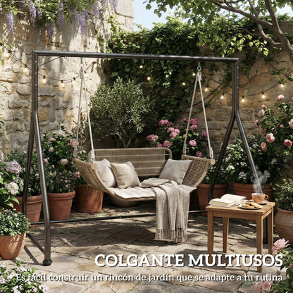 Outsunny Soporte Para Columpio De Acero Carga 360 Kg 210x117x175 Cm Negro_5