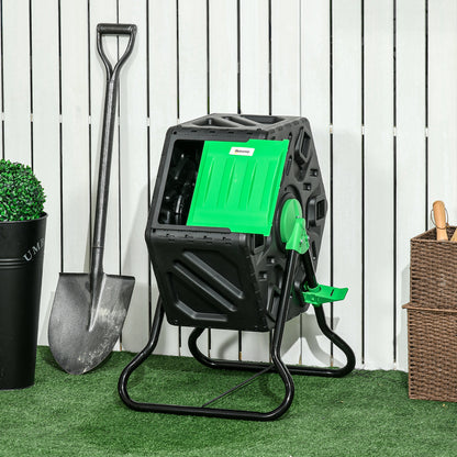 Outsunny Compostador Giratorio De 65l Doble Cámara 60x49x77 Cm Negro_1