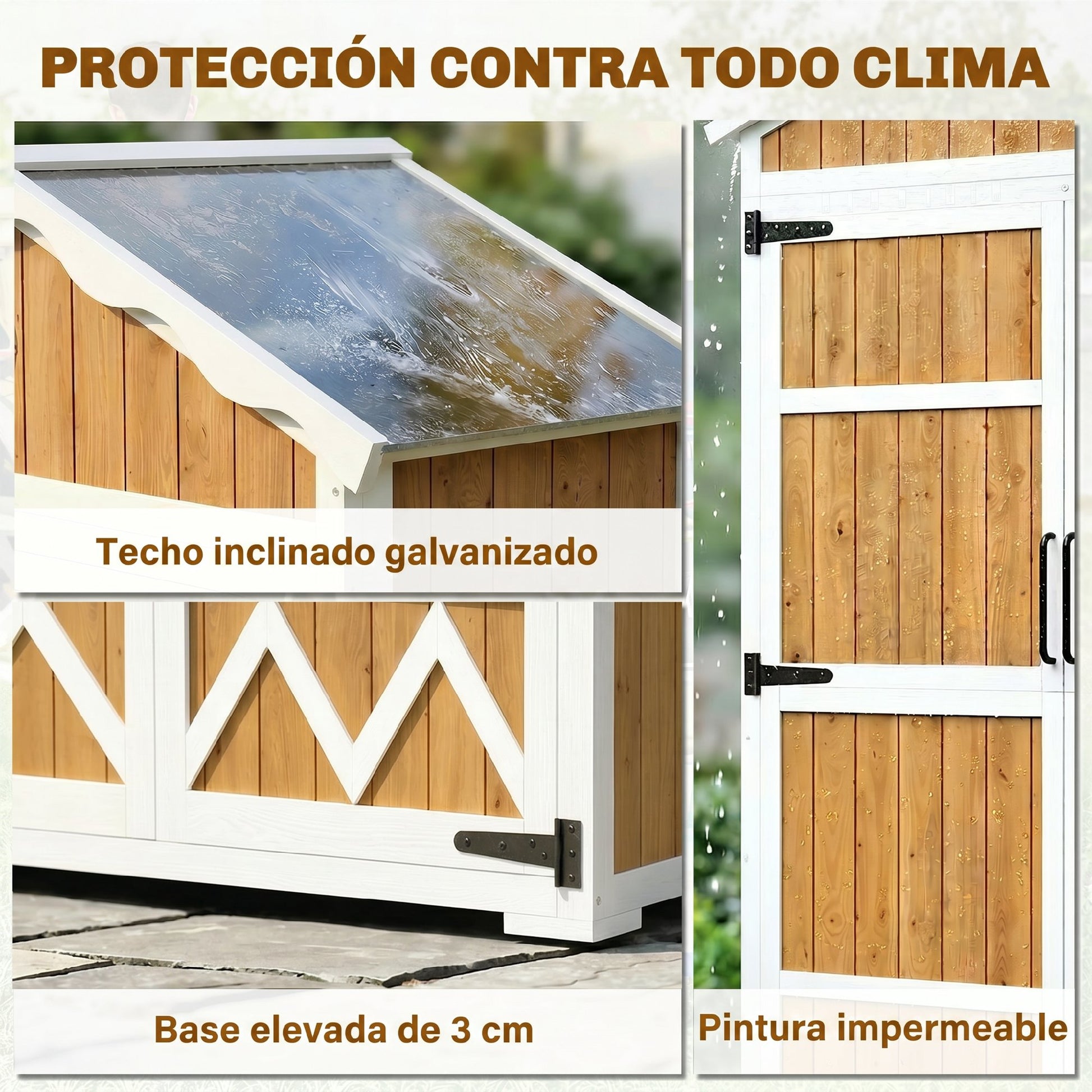 Outsunny Caseta De Jardín De Madera 105x55x179 Cm Con 4 Estantes Extraíbles_5