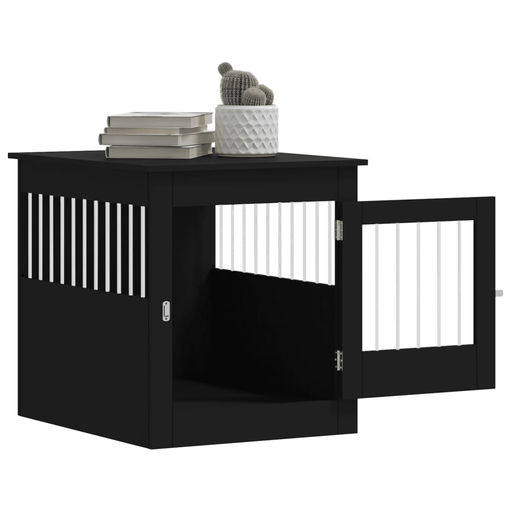 Jaula Para Perros Madera De Ingeniería Negro 64,5x80x71 Cm_4