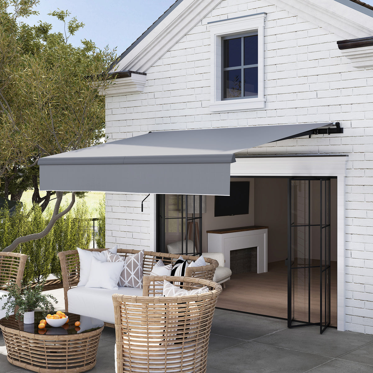 Outsunny Toldo Manual Retráctil 3x2 M Ajustable Con Manivela Protección Uv50+_4