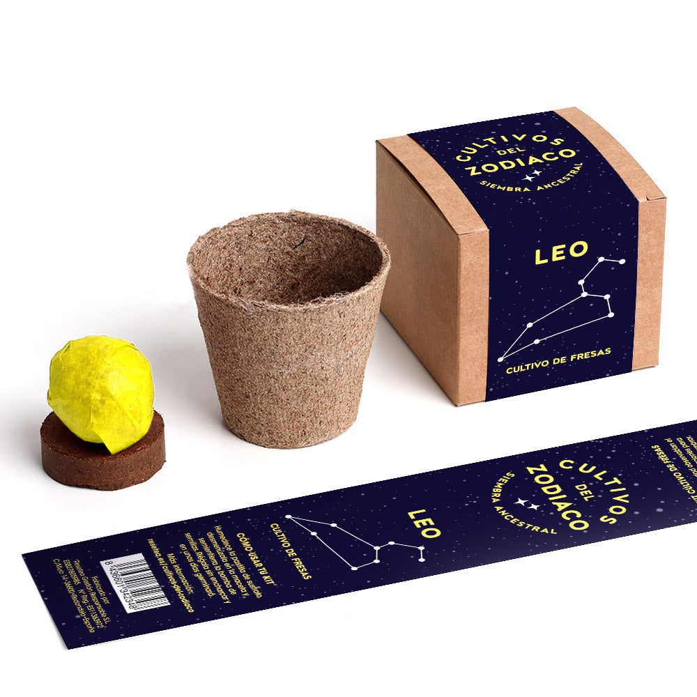 Cultivos del Zodiaco – Leo, Kit de Cultivo con Semillas de Fresa - Resetea_1