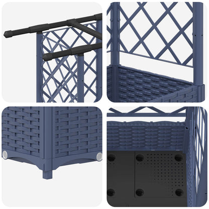 Cama Elevada Con Trellis Y Techo Gris 164 X 40 X 121 Cm Pp_5