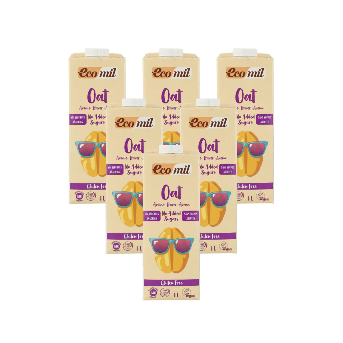 Pack 6 uds Bebida Vegetal de Avena Bio Sin Gluten Ecomil 1 L