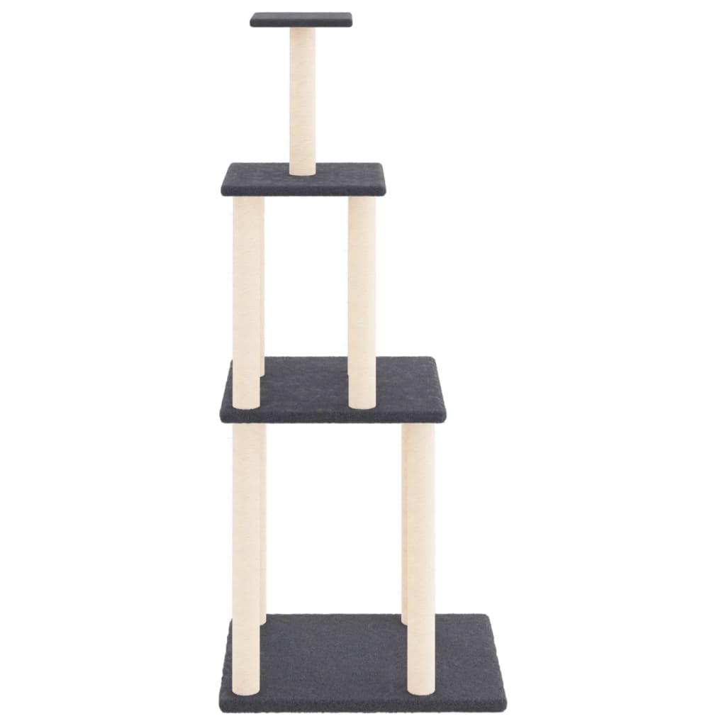 Rascador Para Gatos Con Postes De Sisal Gris Oscuro 149 Cm_3