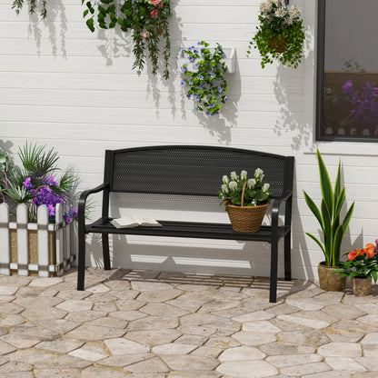 Outsunny Banco De Jardín De 2 Plazas Carga 240 Kg Para Patio 127x60x87 Cm Negro_1