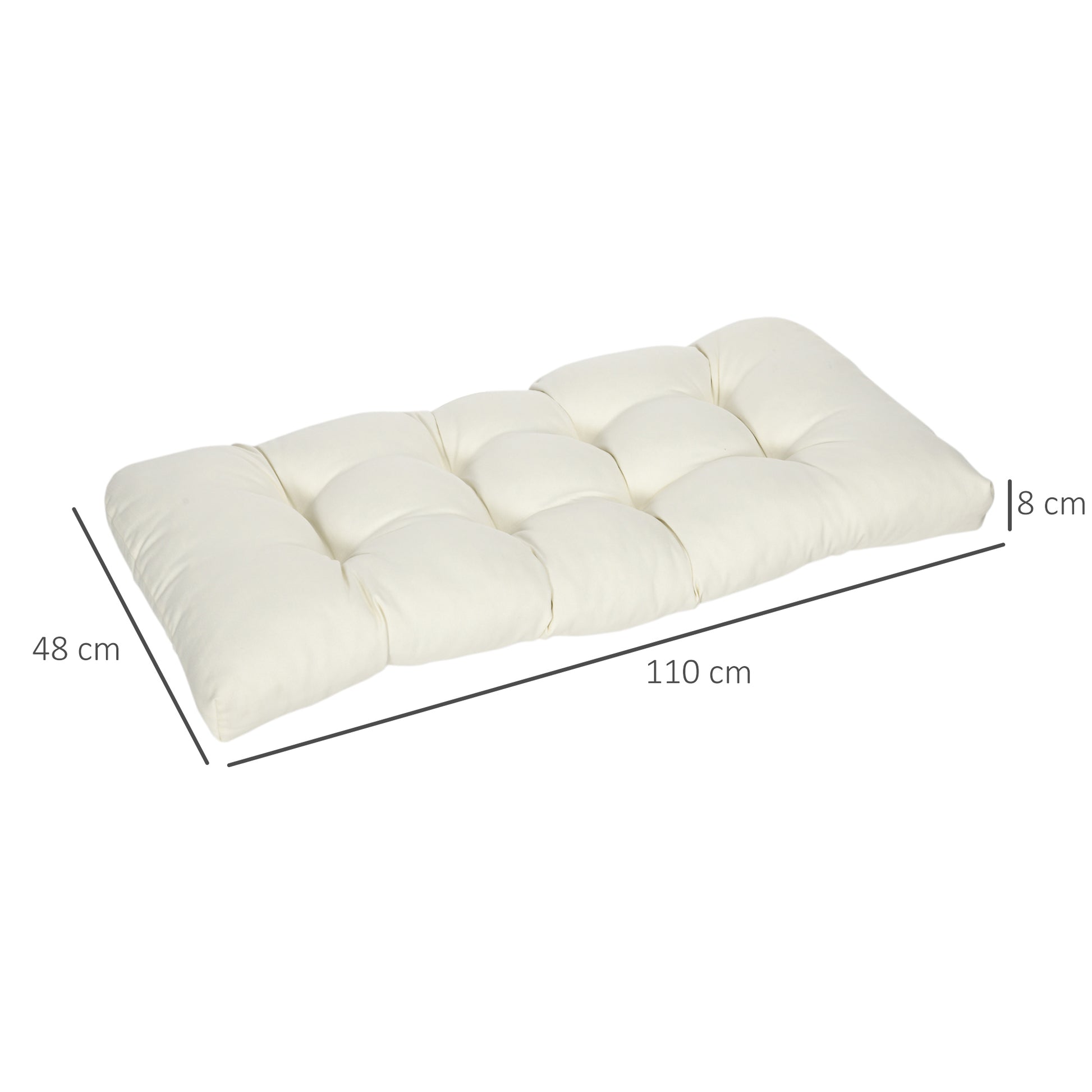 Outsunny Cojín Para Banco 2 Plazas 110x48x8 Cm Para Interiores Exteriores Crema_2