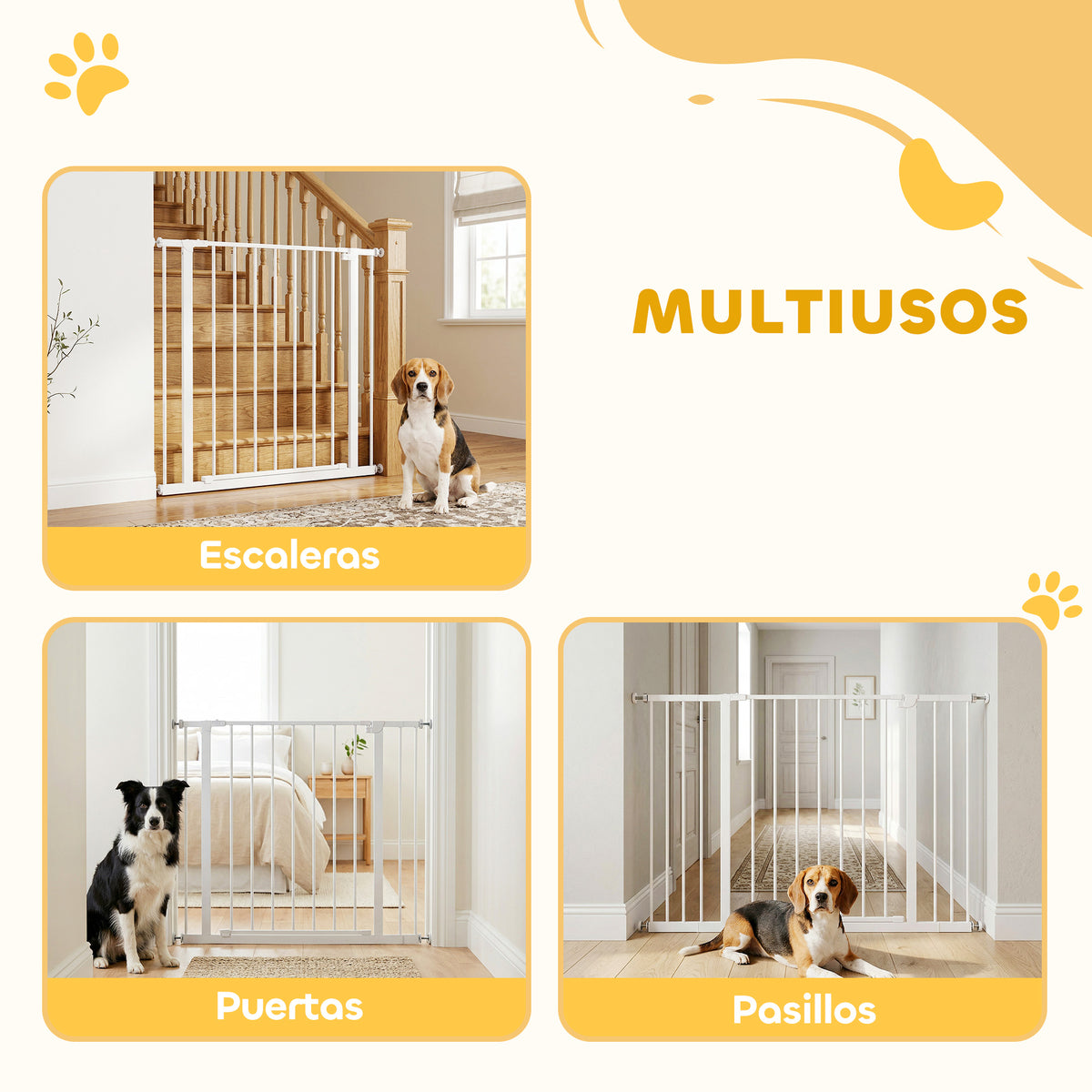 Pawhut Barrera De Seguridad Extensible Puertas Escaleras Metálica Para Perros_4