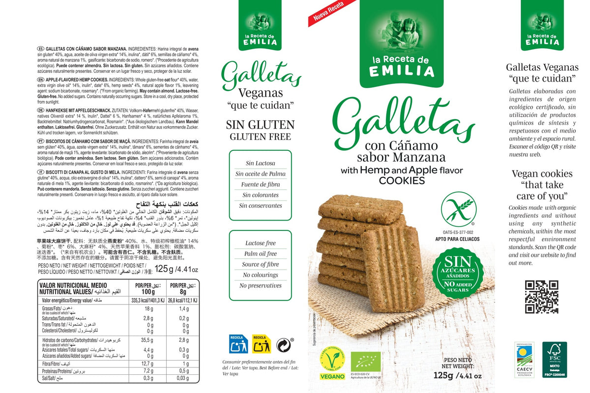Galletas Con Cañamo Sabor Manzana "sin Azucares Añadidos" 125 Gr._1