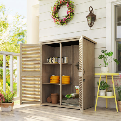 Outsunny Cobertizo De Madera 0,83 M² 127x65x168 Cm Con 2 Puertas Natural_1