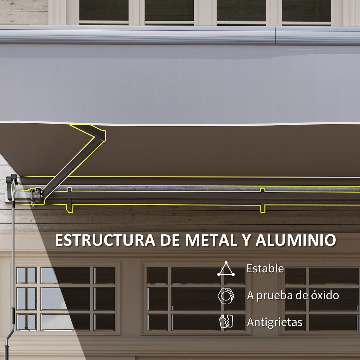 Outsunny Toldo Manual Retráctil 3x2 M Ajustable Con Manivela Protección Uv50+_5
