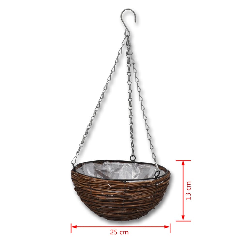 Cesta Redonda Colgante De Sauce Con Capa Y Cadena - 4 Piezas_5