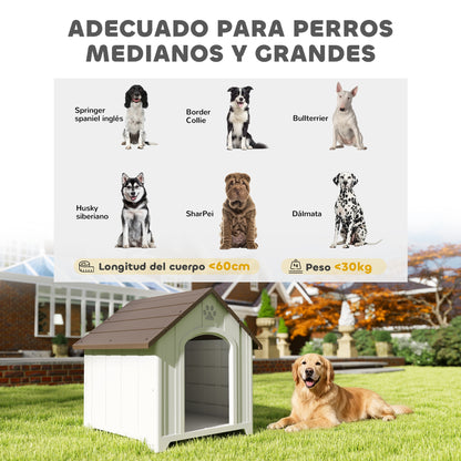 Pawhut Caseta Para Perros Grandes Exterior De Plástico Impermeable Marrón Oscuro_4