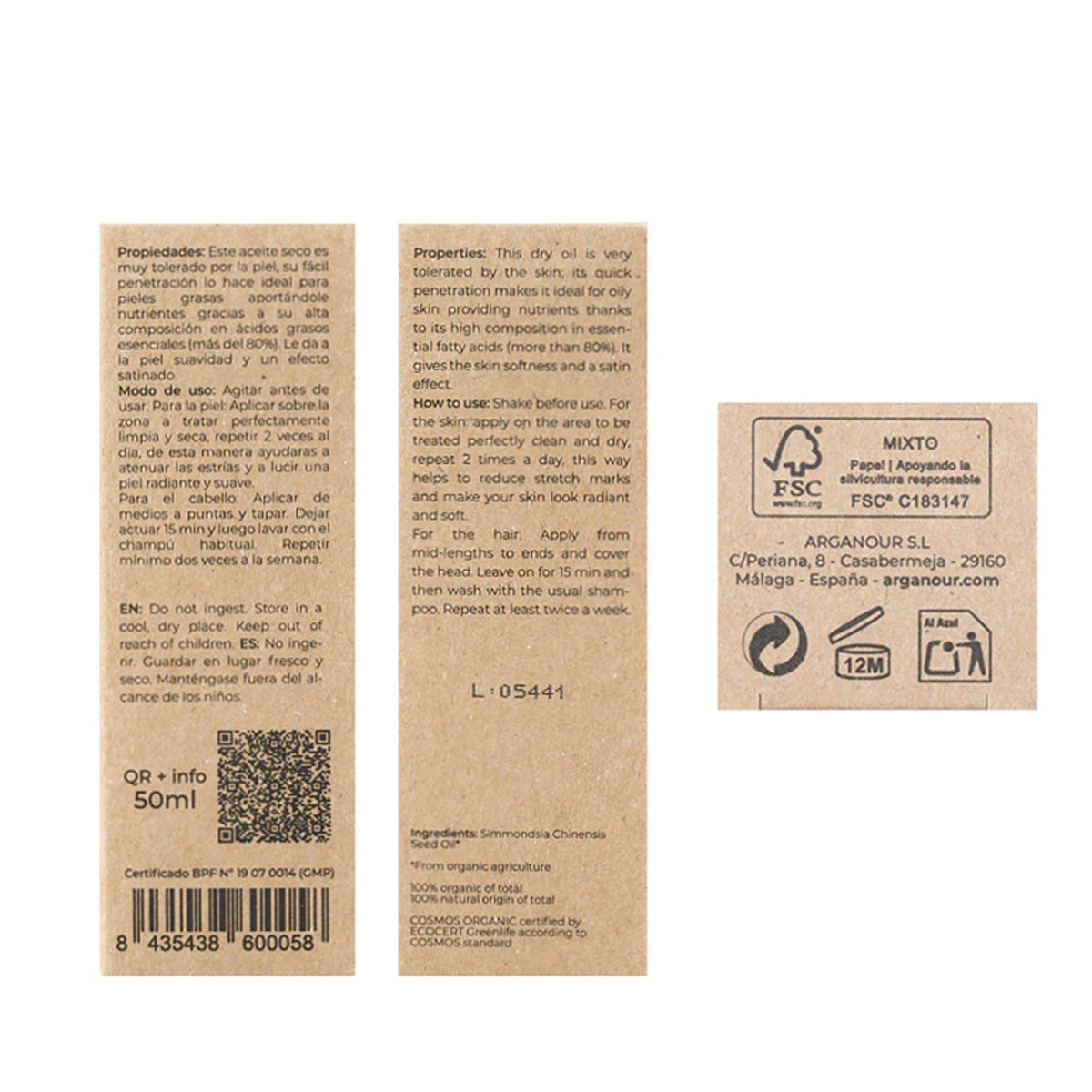 Aceite de jojoba 100% BIO Arganour 50ml