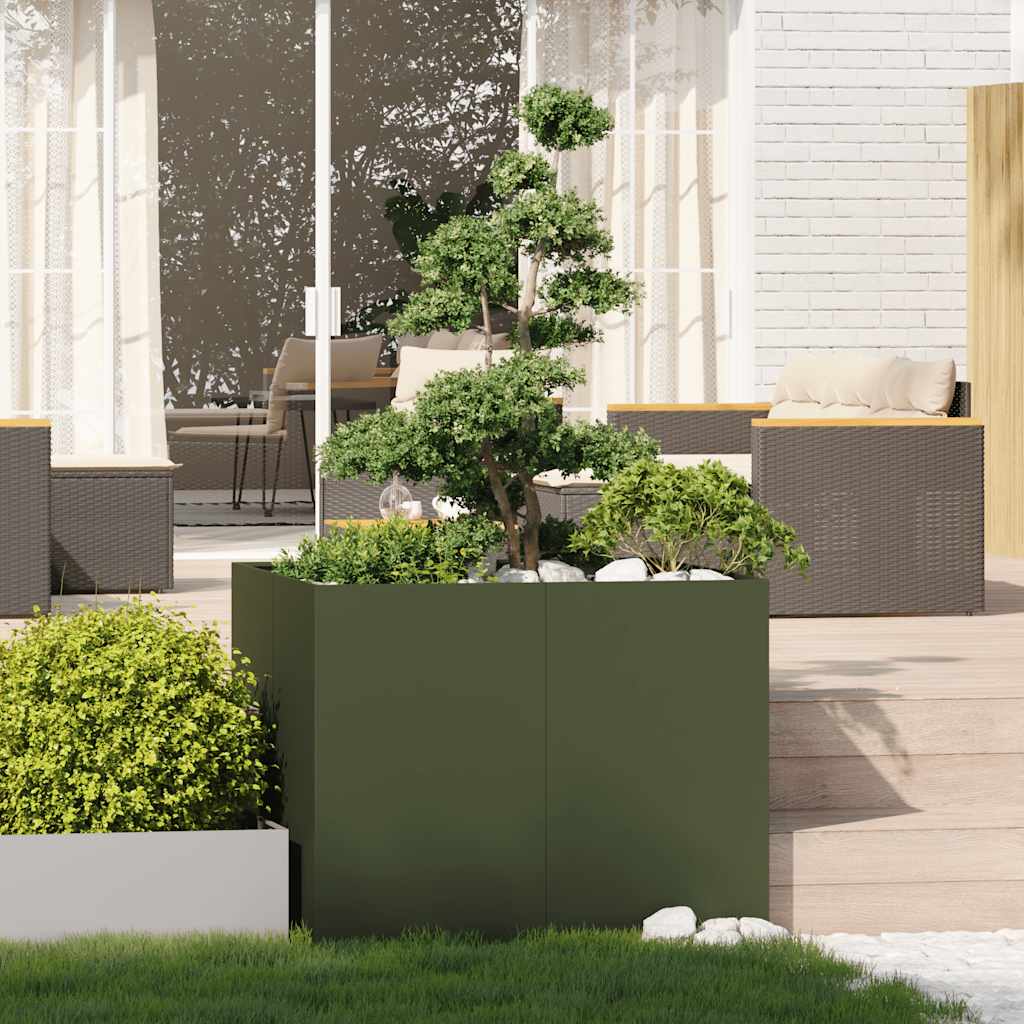 Jardinera Acero Verde Oliva 100x100x80 Cm_2