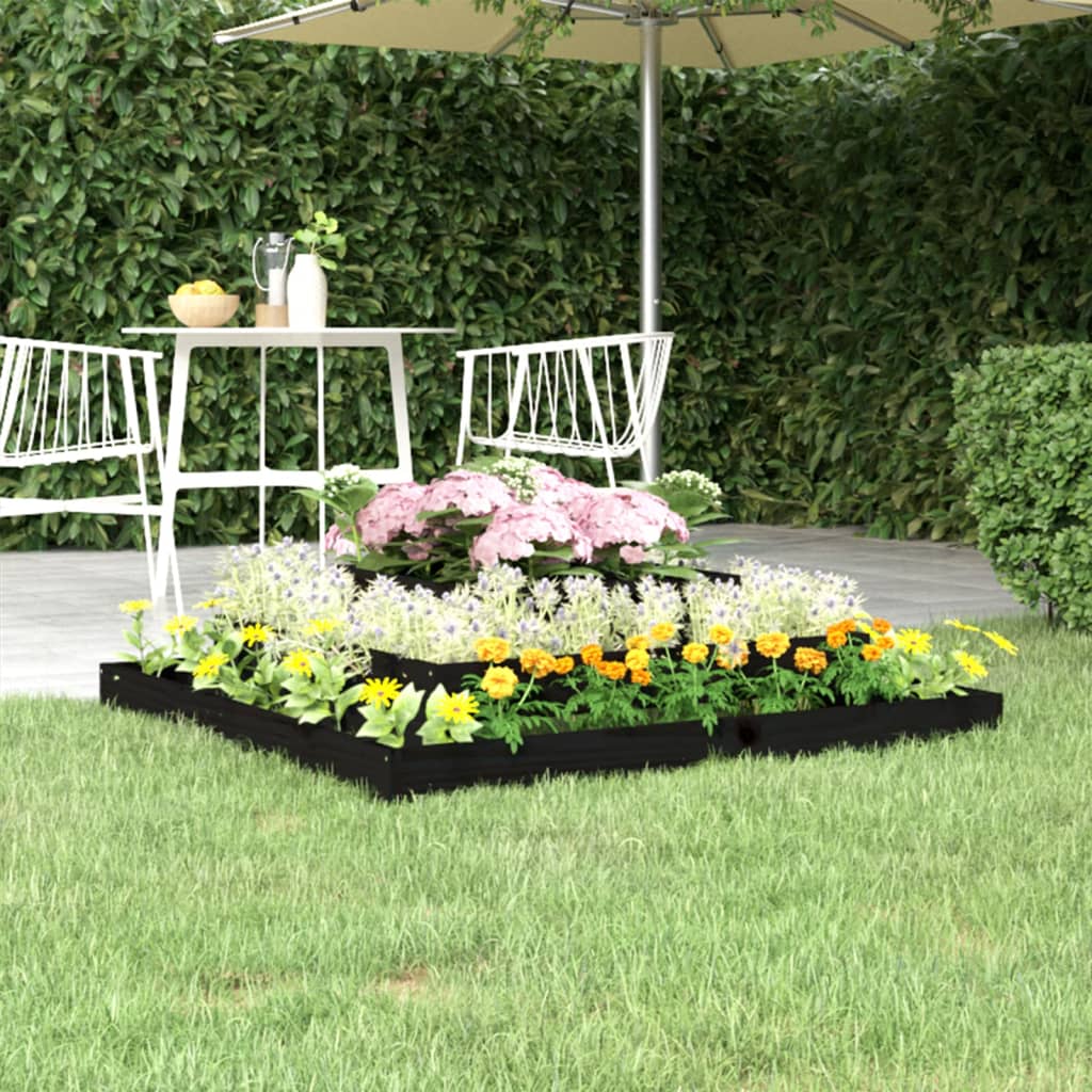 Jardinera Madera Maciza De Pino Negro 110x110x27 Cm_1