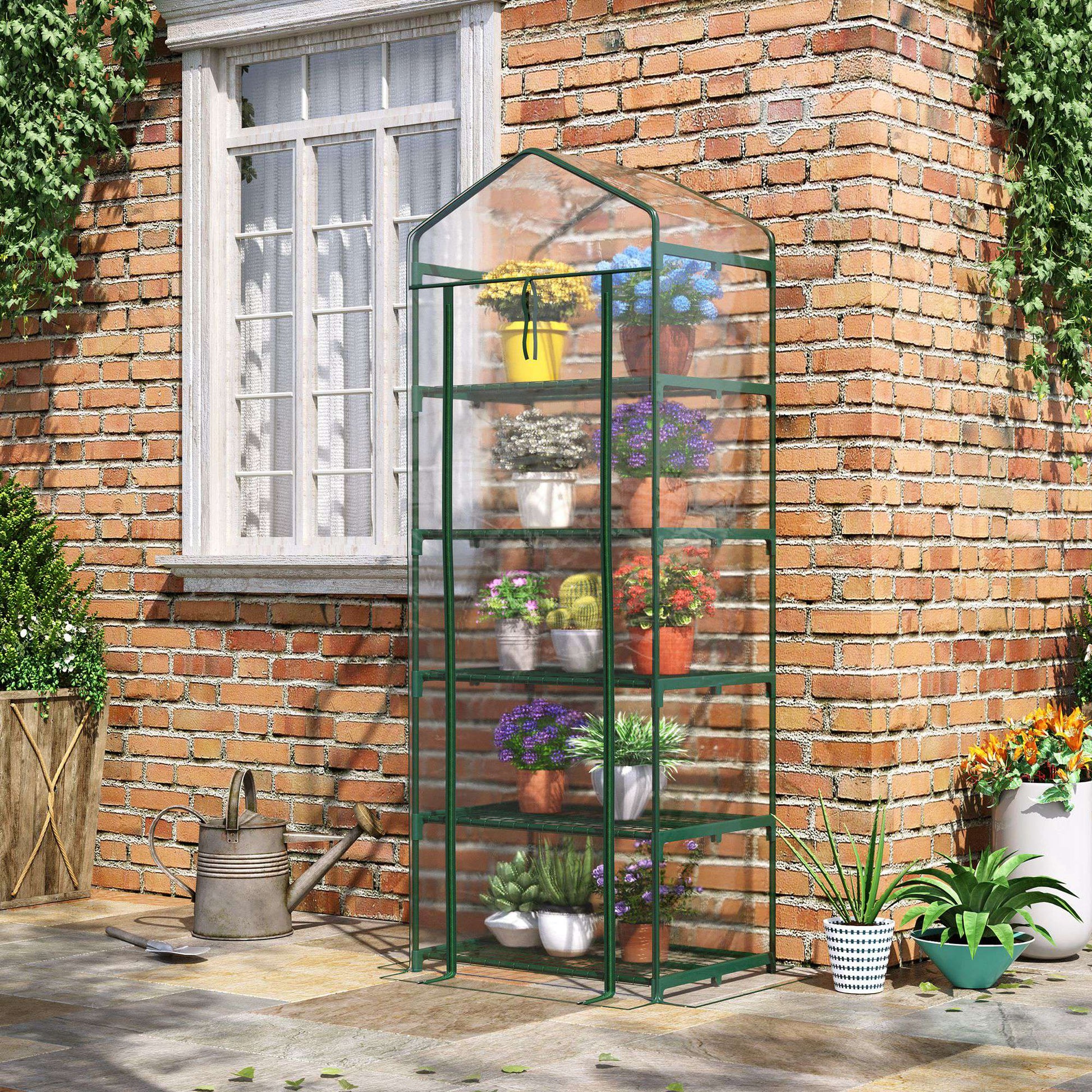 Outsunny Invernadero De Jardín Con 5 Estantes Para Cultivo Plantas 69x49x193 Cm_1