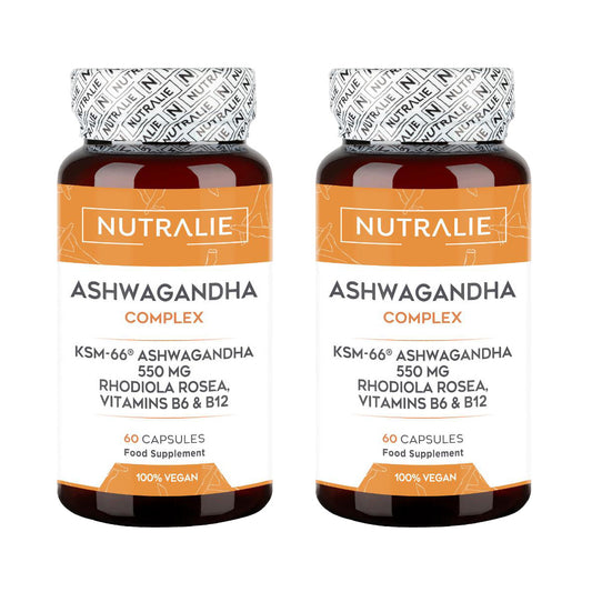 Pack 2x Nutralie Ashwagandha con vitamina B6 y B12, 60 Cápsulas