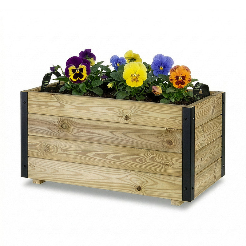 Jardinera Exterior De Madera Con Refuerzo De Aluminio Ghio Al Hortalia 80x40x40 Cm_0