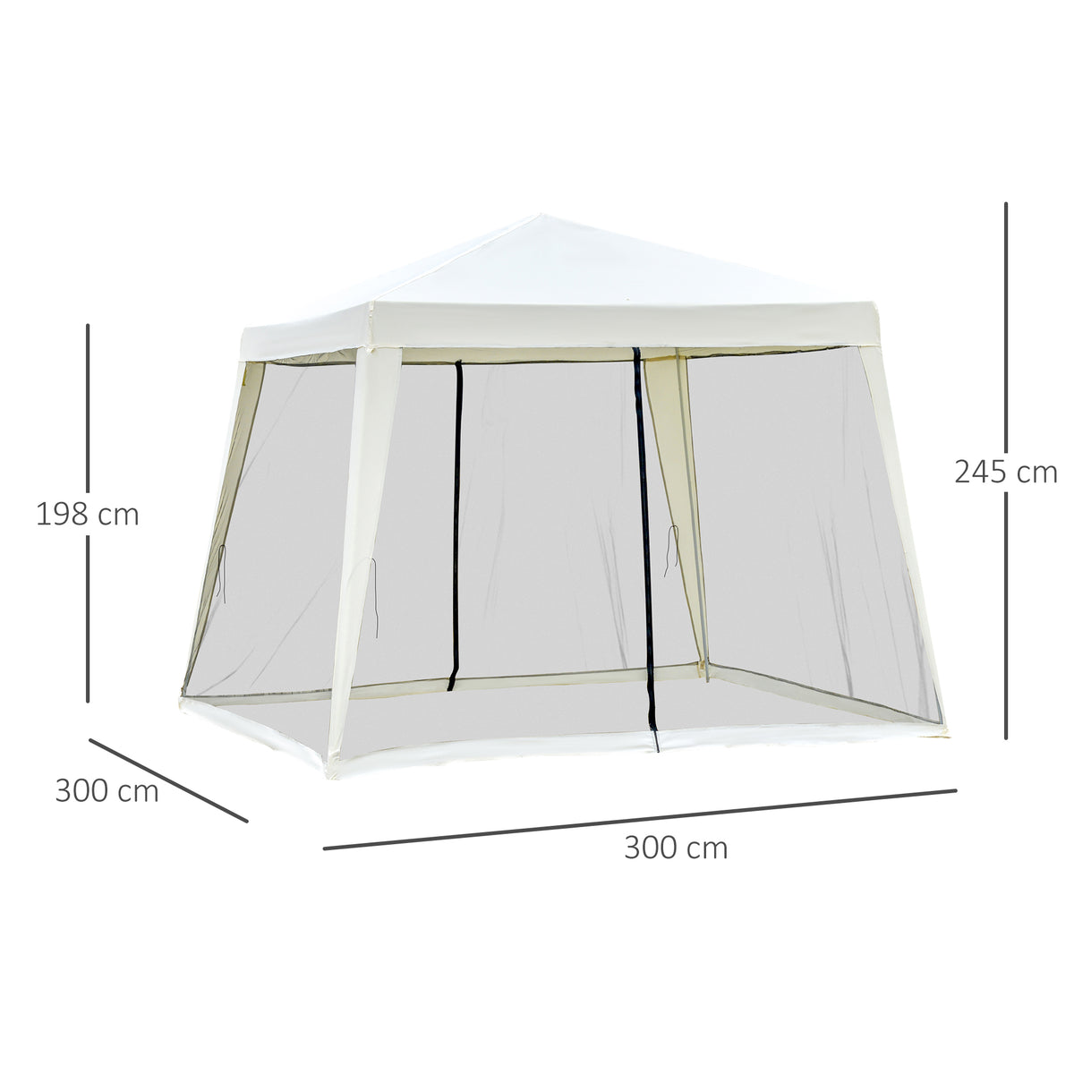 Outsunny Carpa De Jardín 3x3 M Con 4 Paredes Laterales Mosquitera Exterior Crema_2