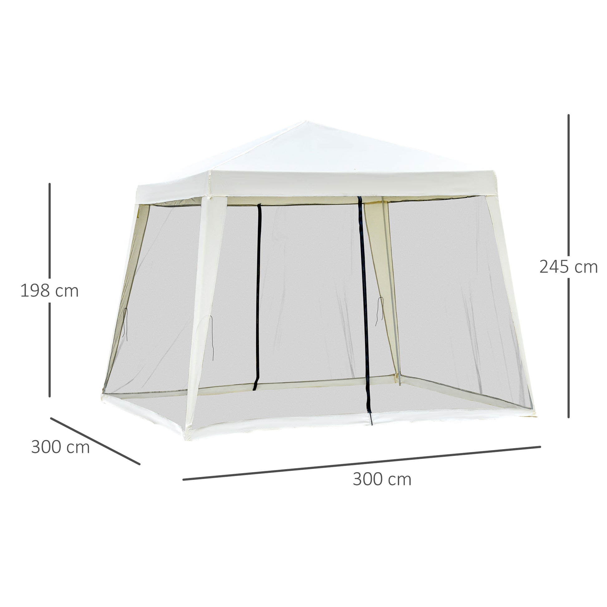 Outsunny Carpa De Jardín 3x3 M Con 4 Paredes Laterales Mosquitera Exterior Crema_2