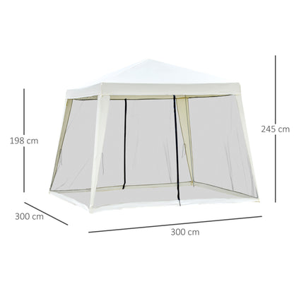 Outsunny Carpa De Jardín 3x3 M Con 4 Paredes Laterales Mosquitera Exterior Crema_2