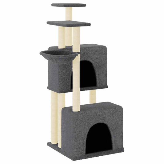Rascador Para Gatos Con Postes De Sisal Gris Oscuro 122 Cm_0