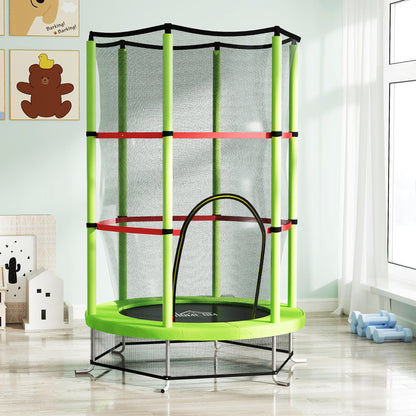 Homcom Cama Elástica Infantil Con Red De Seguridad Ø140x190 Cm Verde_1