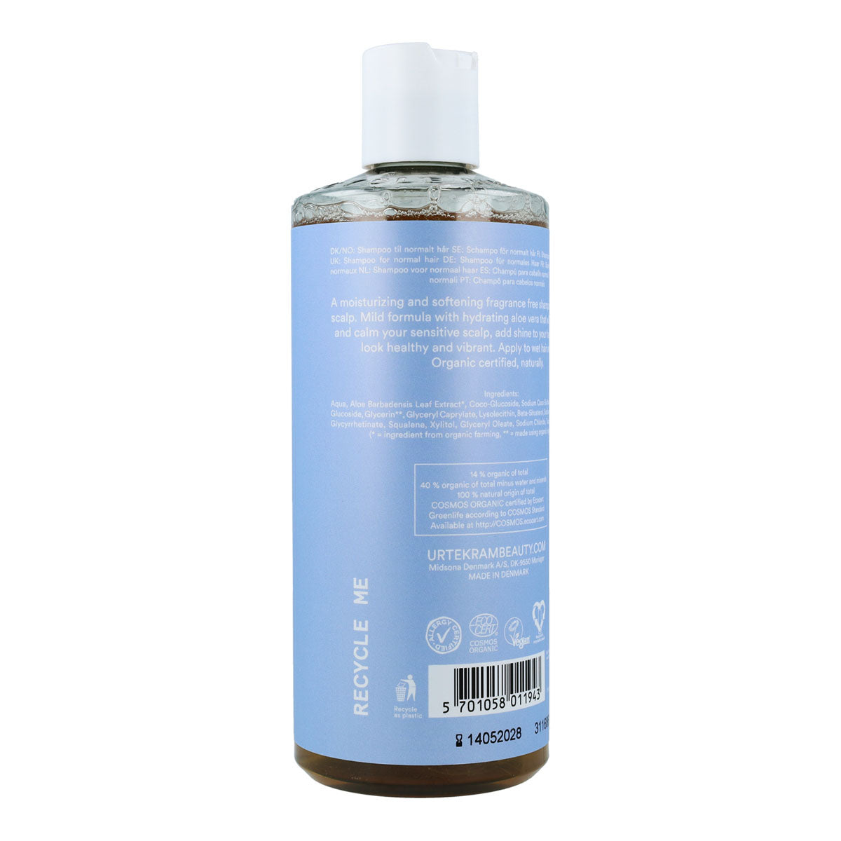 Champú sin fragancia Urtekram 500 ml