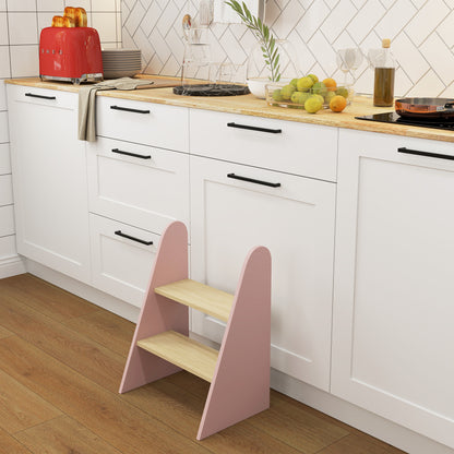 Escada De Apoio Para Crianças Aiyaplay Mdf E Painel Multicamada Rosa 43x30x55 Cm_4