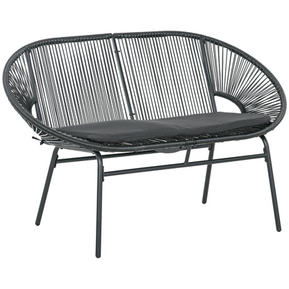 Outsunny Silla Acapulco De 2 Plazas Con Reposabrazos Cojines 132x72x83 Cm Negro_0