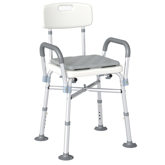 Homcom Silla Ducha Personas Mayores Con Respaldo Y Reposabrazos Gris_0