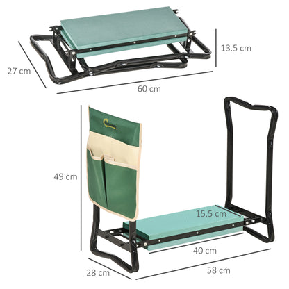 Outsunny Banco Plegable Para Jardinería 2 En 1 Ajustable 58x28x49cm_2
