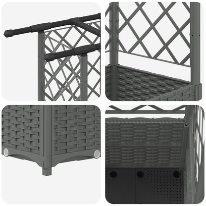 Cama Elevada Con Trellis Y Techo Gris Claro 163,5 X 40 X 136 Cm_5
