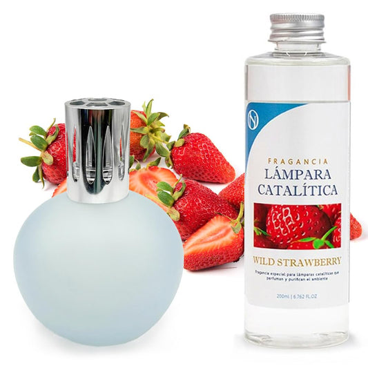 Lámpara Catalítica Azul Grisáceo Mate + Aroma Wild Strawberry 200ml - Elimina Malos Olores, Impurezas Y Perfuma_0
