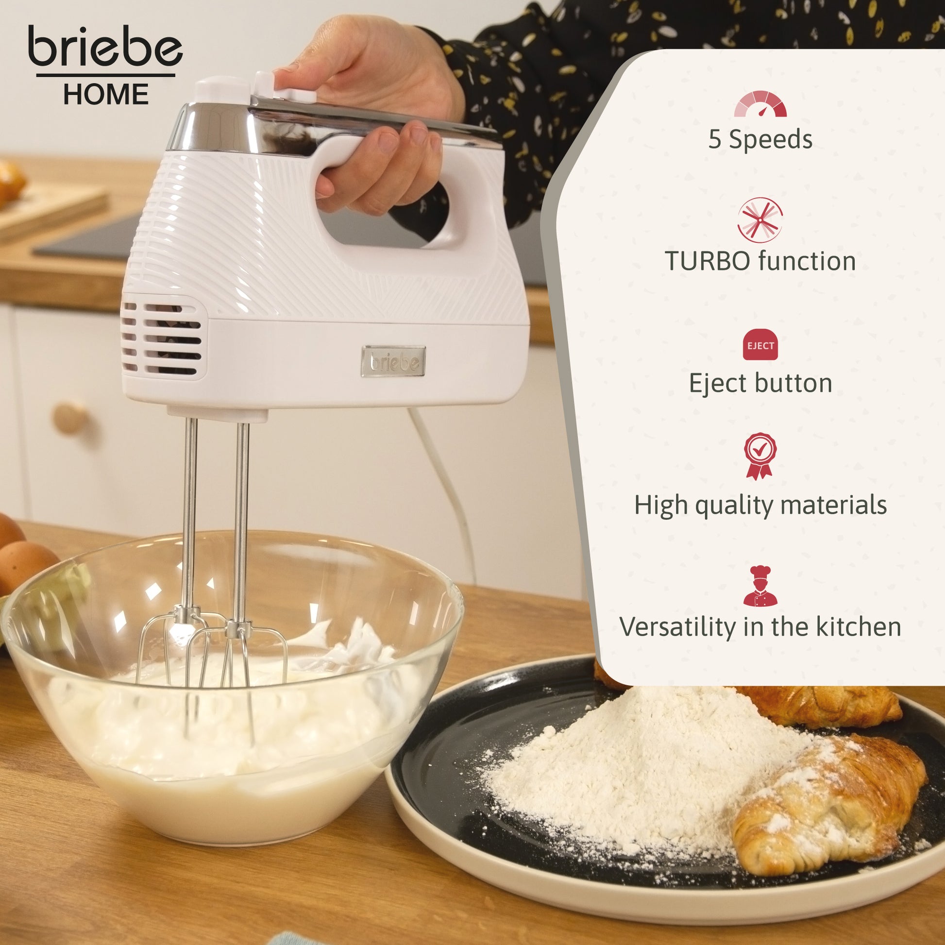 Briebe Elegance Set Batidora De Mano + Batidora De Varillas Eléctrica 400w_2