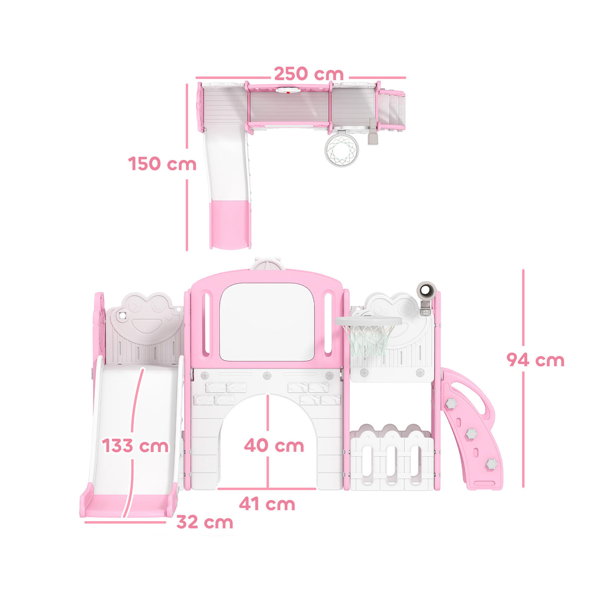 Tobogán Infantil Aiyaplay Hdpe, Pp Rosa 176x150x94 Cm_2