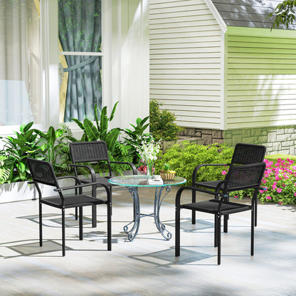 Outsunny Juego De 4 Sillas De Jardín Exterior Apilables 55x60x83 Cm Negro_4