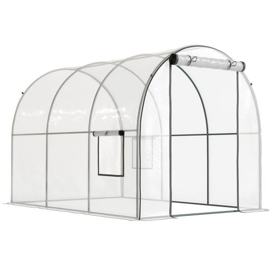 Outsunny Invernadero De Túnel 3x2x2m Con Puerta Enrollable Ventanas Transparente_0