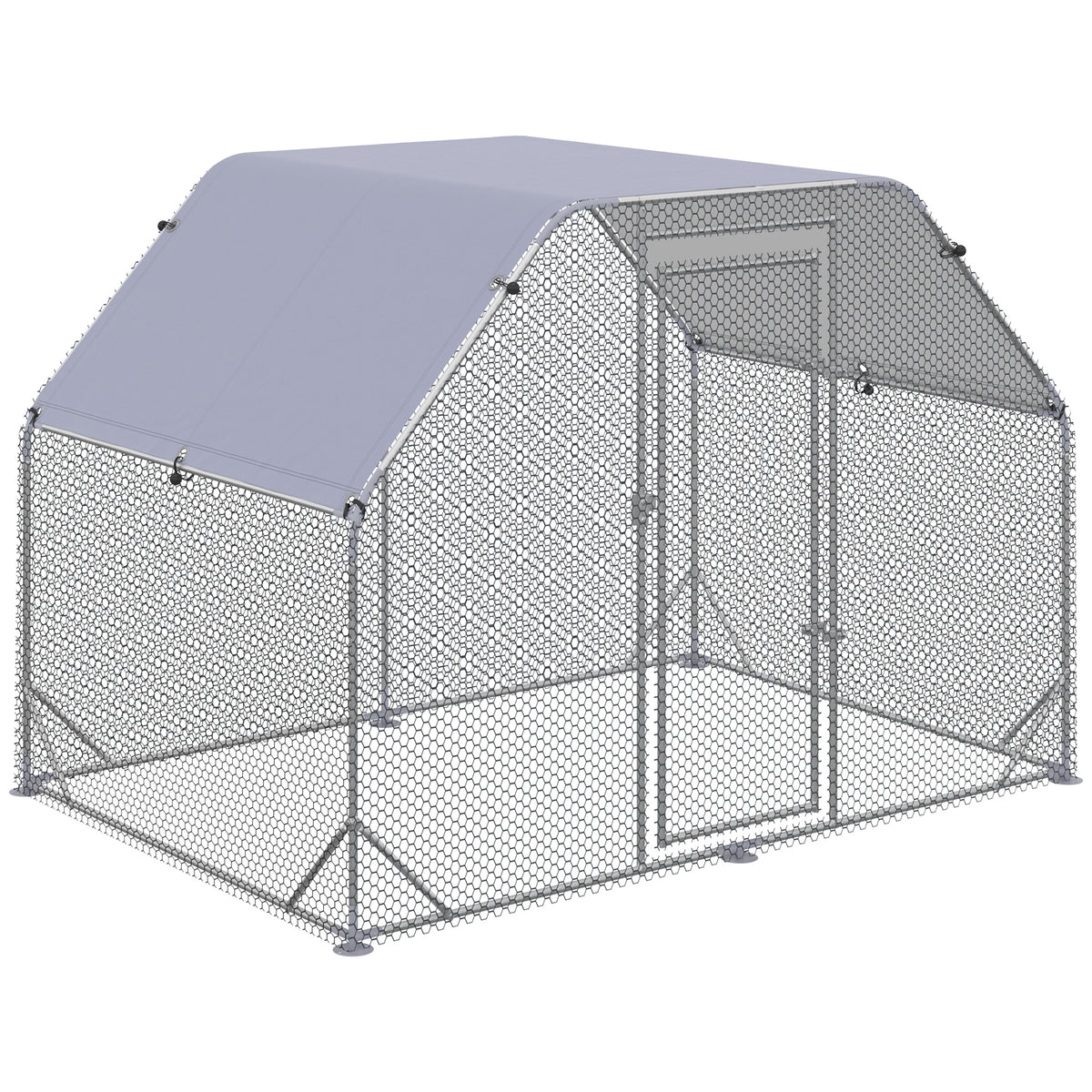 Pawhut Gallinero Exterior 2,8x1,9x1,95 M Con 1 Habitación Plata_0