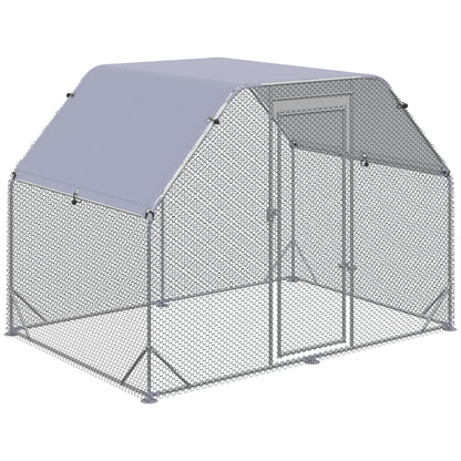 Pawhut Gallinero Exterior 2,8x1,9x1,95 M Con 1 Habitación Plata_0