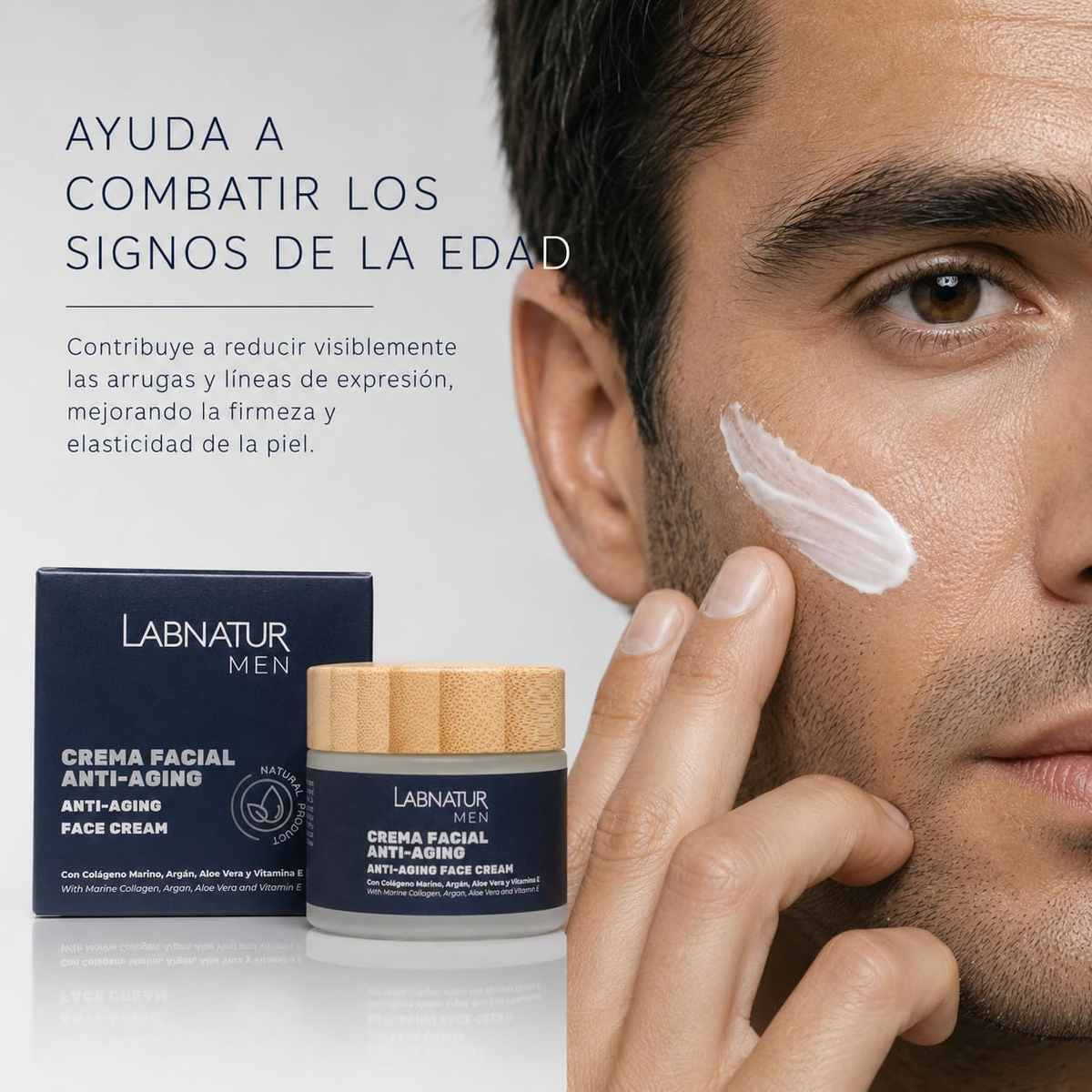 Crema Facial para Hombre Labnatur 50 ml | Colágeno Marino, Argán y Ginseng | Hidratación, Firmeza y Antiedad_5