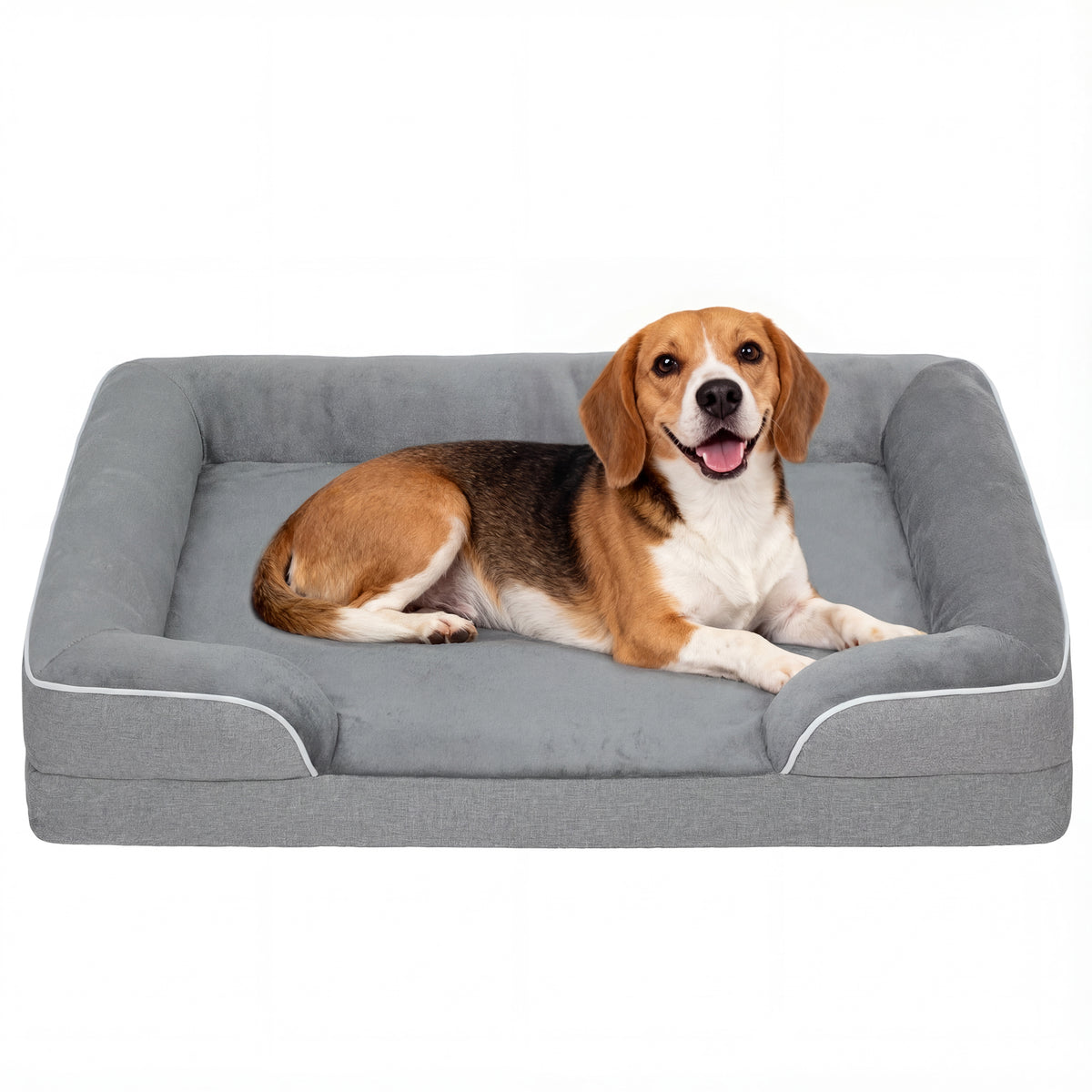 Pawhut Cama Para Perros Medianos Con Base Antideslizante 91,5x68,5x16,5 Cm Gris_0