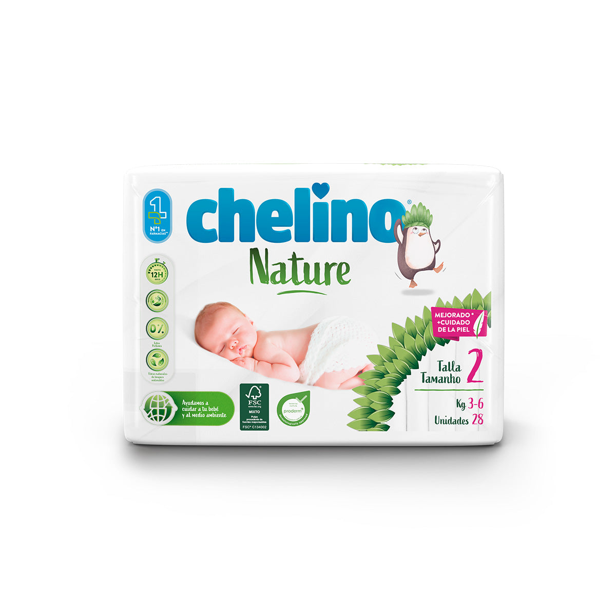 Pack ahorro Pañales T2 3-6 kg Chelino Nature 112 Uds