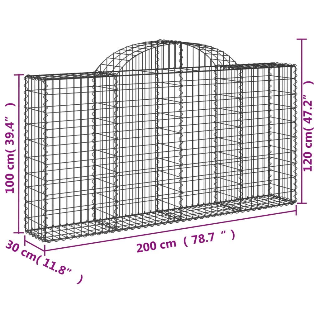 Cestas Gaviones 30 Uds Forma De Arco Hierro 200x30x100/120 Cm_5