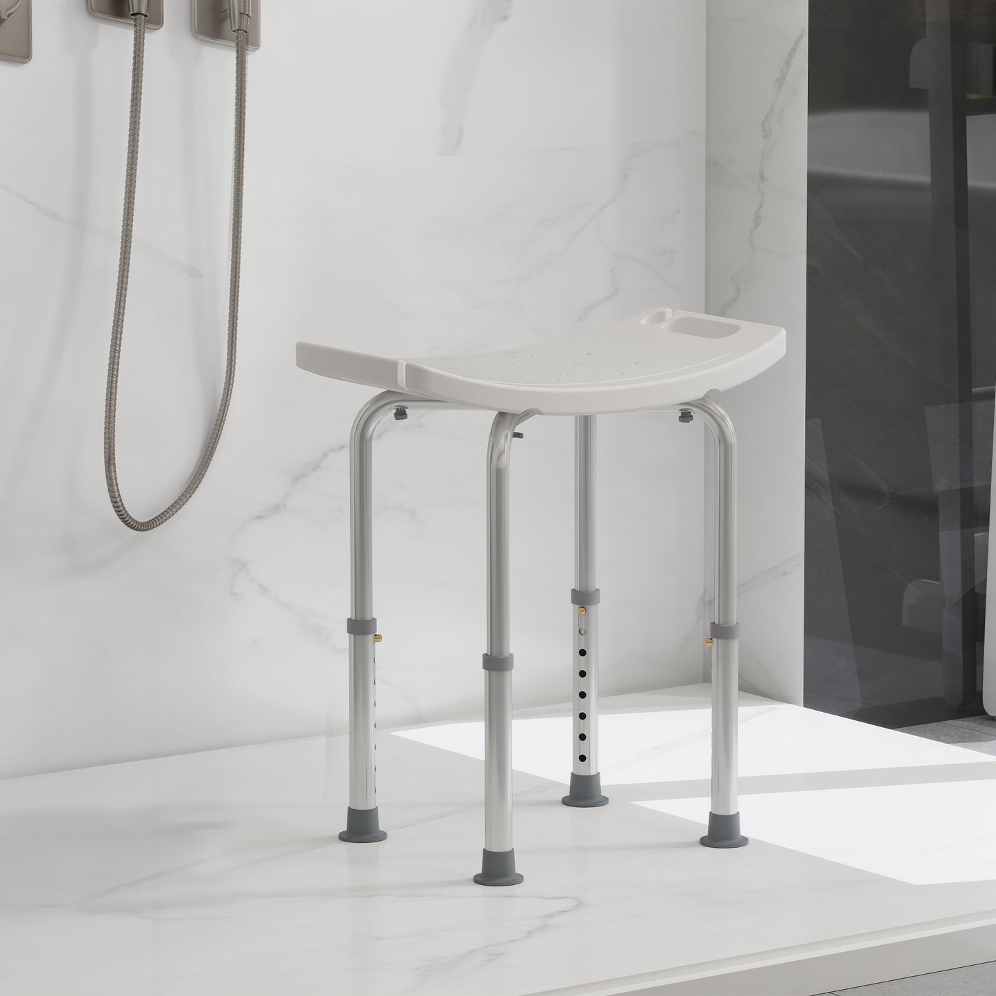Homcom Taburete De Ducha Silla Baño Altura Regulable Patas Antideslizantes_1