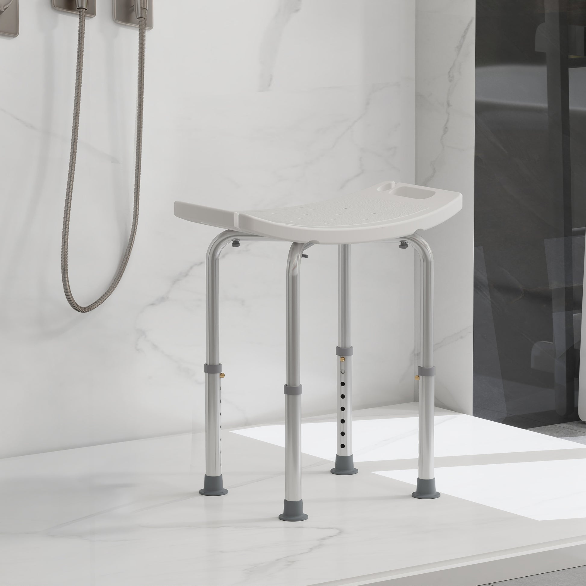 Homcom Taburete De Ducha Silla Baño Altura Regulable Patas Antideslizantes_1